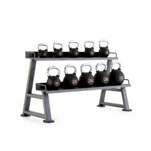 Pulse Fitness 4 - 32 KG Rubber Covered Kettlebell Set & Rack