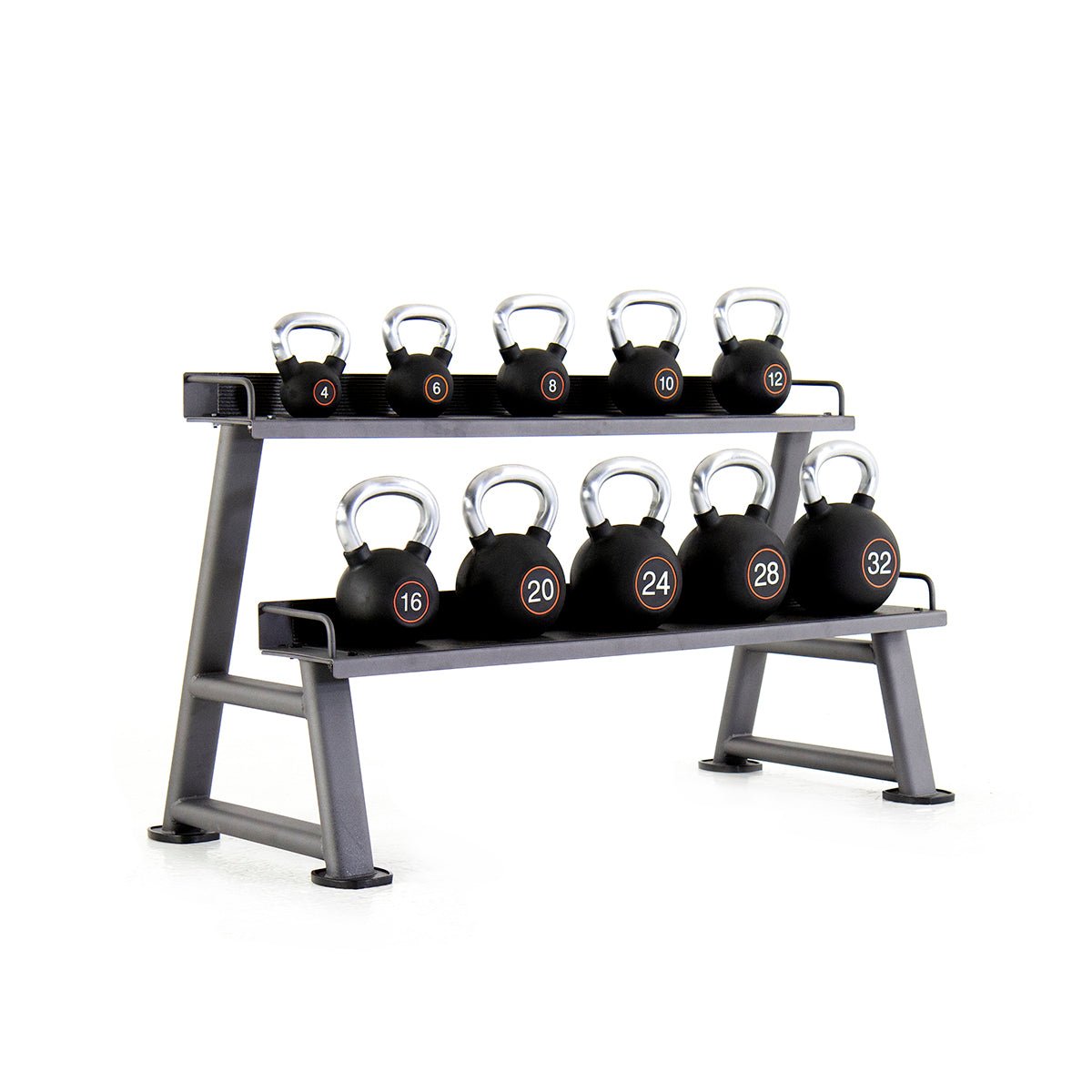 Pulse Fitness 4 - 32 KG Rubber Covered Kettlebell Set & Rack
